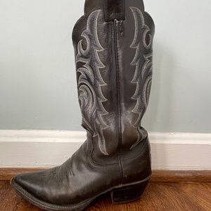 Black all leather cowboy boots